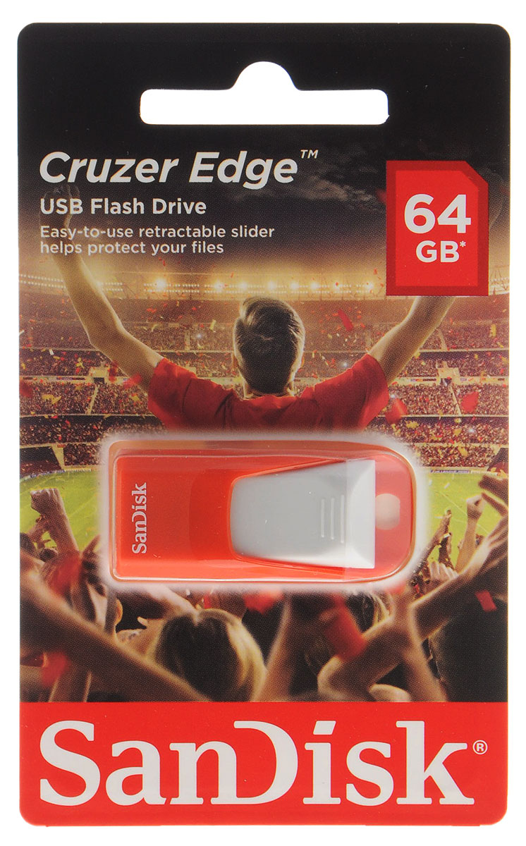 фото SanDisk Cruzer Edge EURO 2016 Football 64Gb, Red USB-накопитель (SDCZ51-064G-E35RG)
