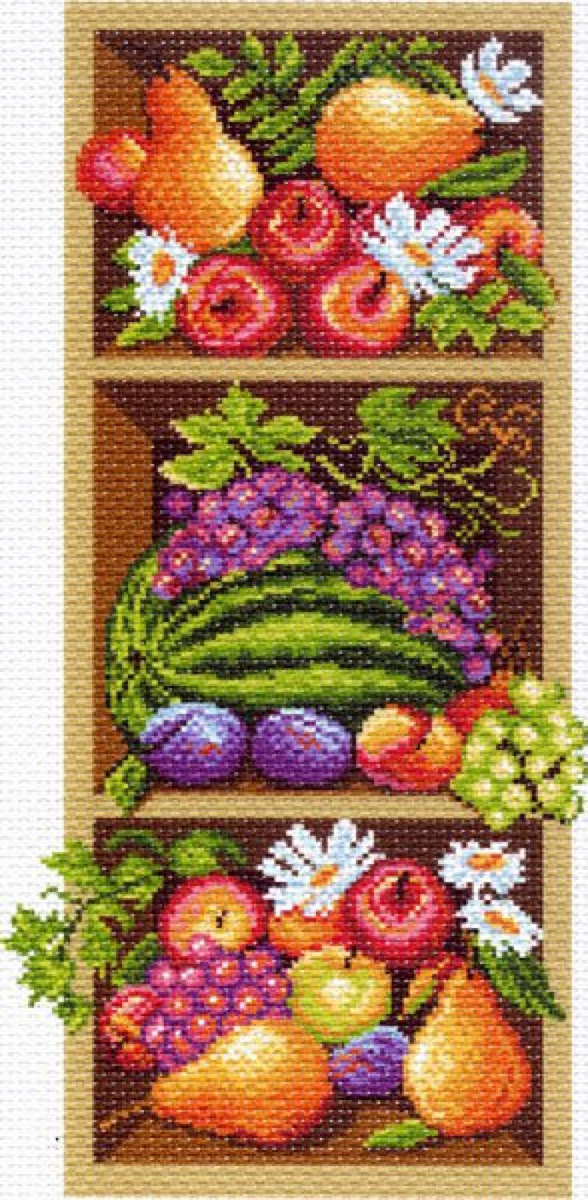 фото Канва с нанесенным рисунком для вышивания Матренин Посад "Полка с фруктами", 22 х 45 см
