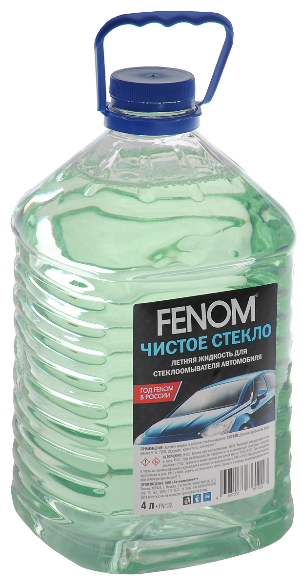 фото Жидкость для стеклоомывателя автомобиля Fenom "Чистое стекло", летняя, 4 л