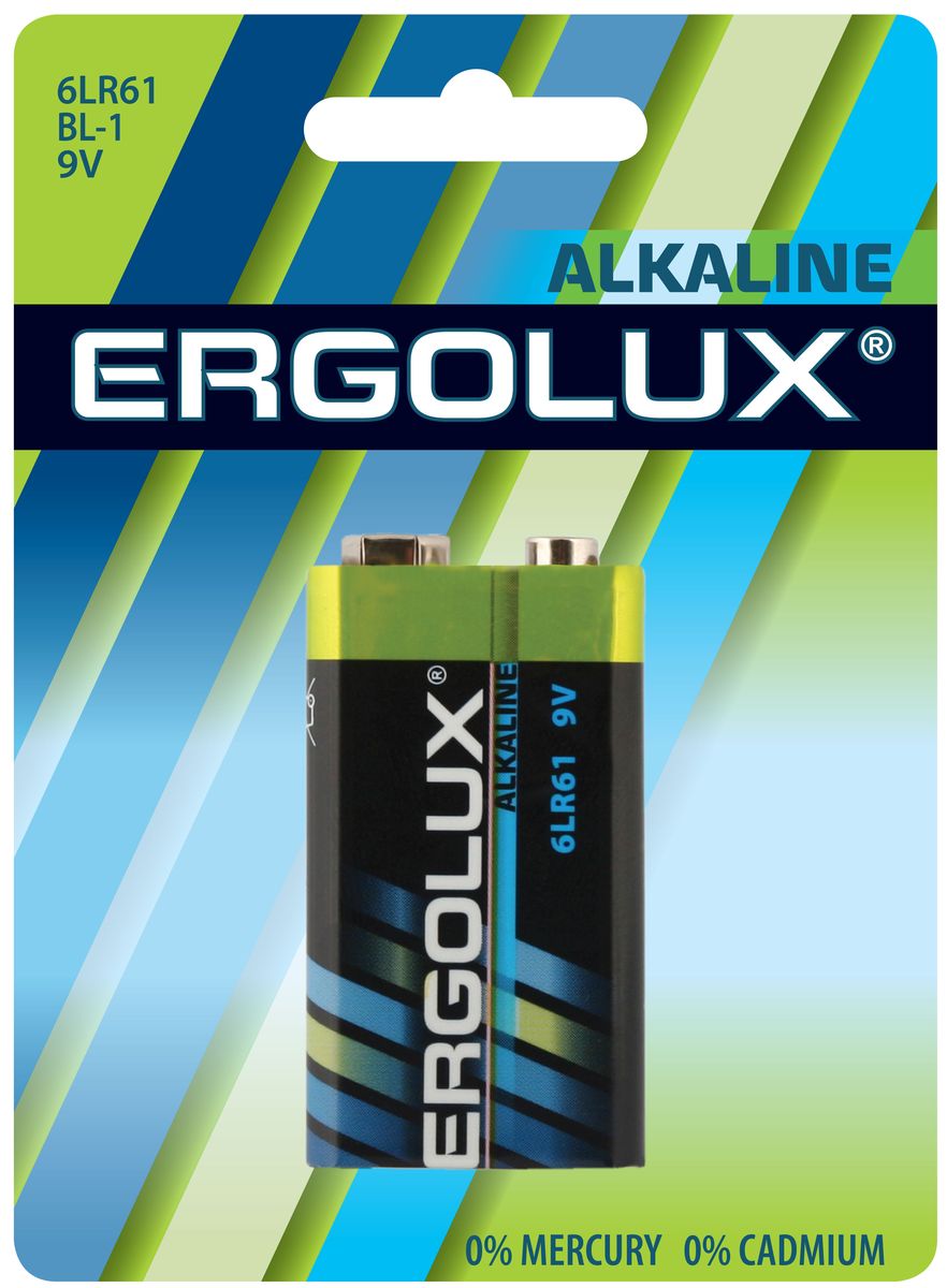 фото Батарейка Ergolux 6LR61 Alkaline BL-1