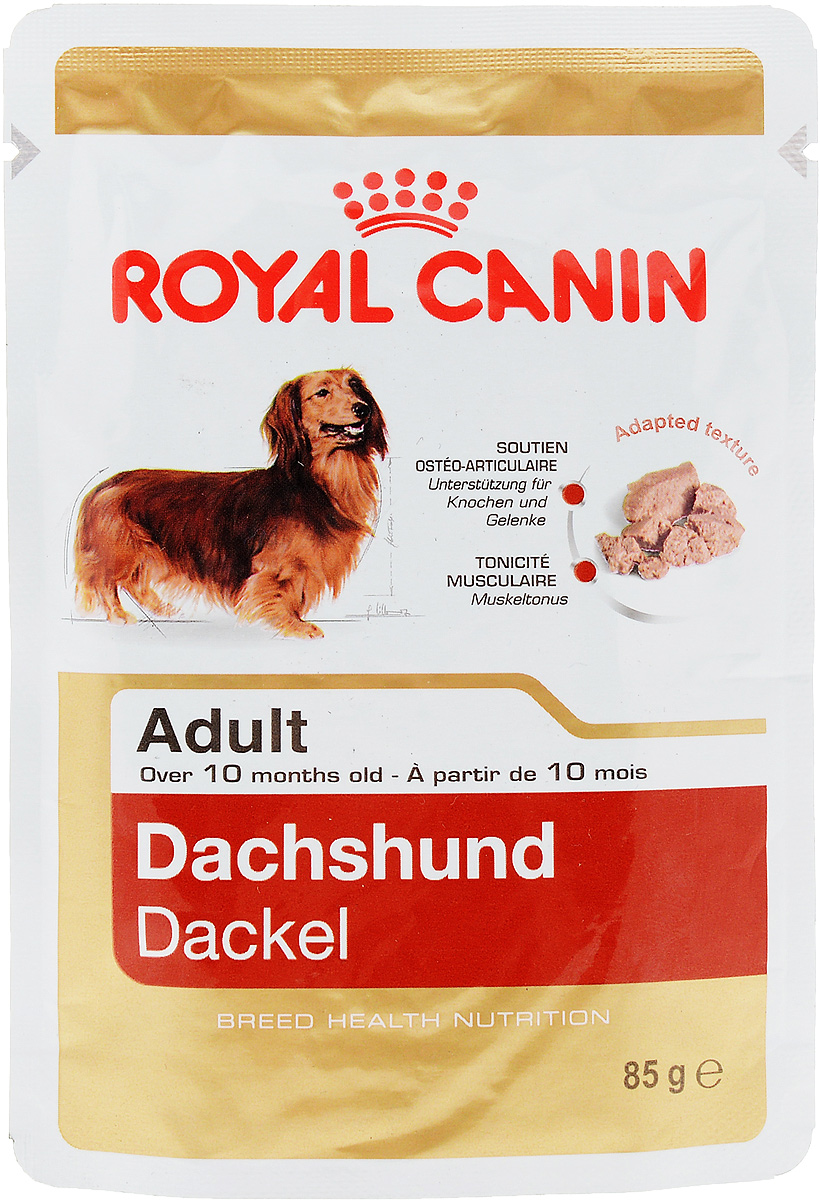 фото Консервы Royal Canin "Dachshund Adult", для собак породы такса в возрасте старше 10 месяцев, паштет, 85 г