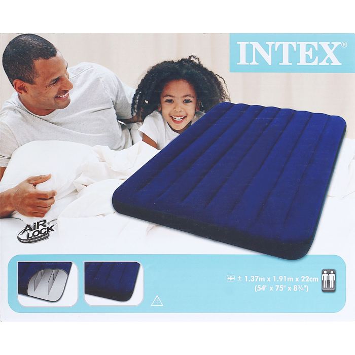 фото Матрас надувной Intex "Classic Downy Full", цвет: синий, 137 х 191 х 22 см. 68758