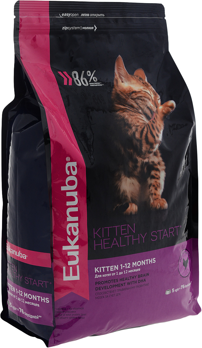 фото Корм сухой для котят Eukanuba "Kitten Healthy Start", с домашней птицей, 5 кг