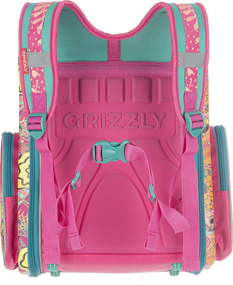 фото Grizzly Рюкзак школьный с мешком для обуви цвет жимолость мята