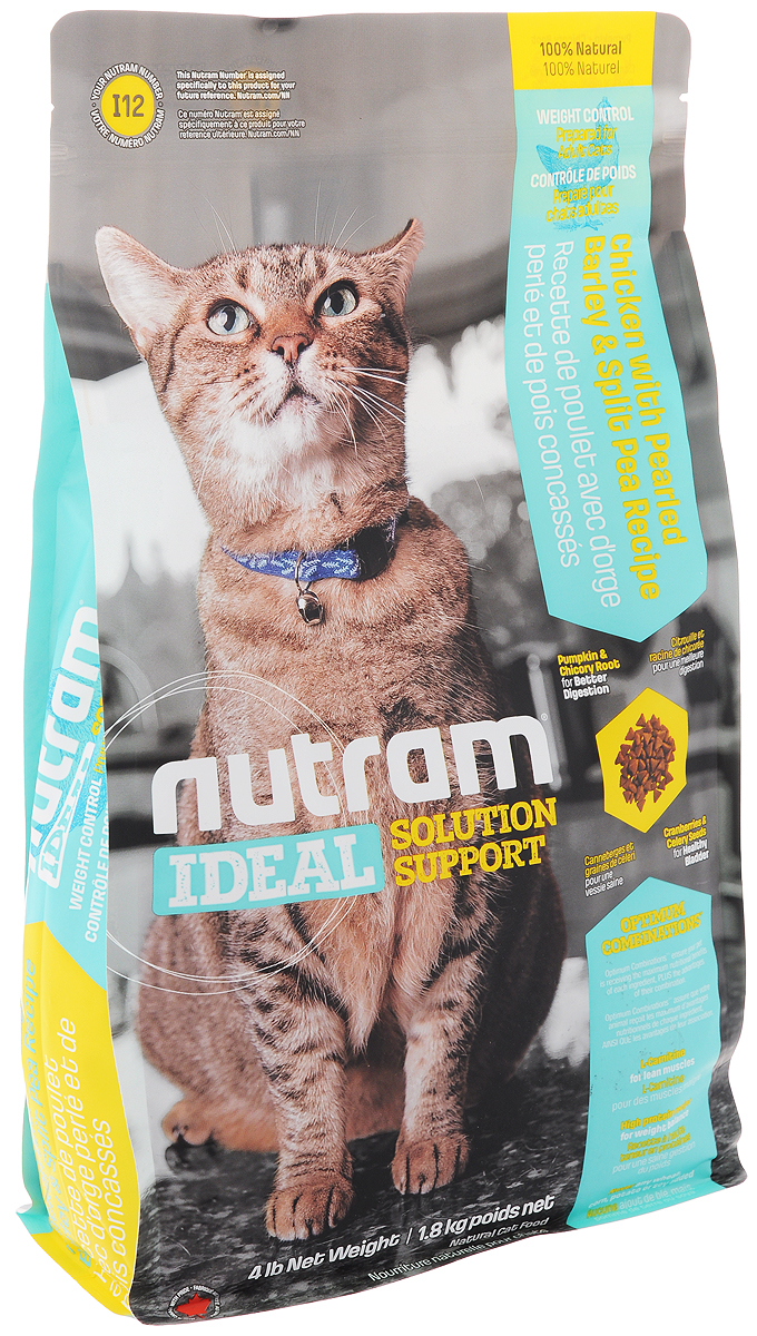 фото Корм сухой для кошек Nutram "Ideal Solution Support I12", контроль веса, с курицей, перловкой и горохом, 1,8 кг