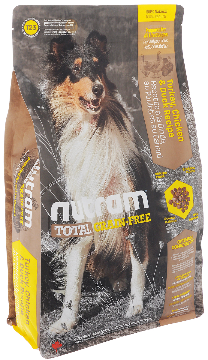 фото Корм сухой Nutram "Total Grain-free T23", для собак, беззерновой, с индейкой, курицей и уткой, 2,72 кг