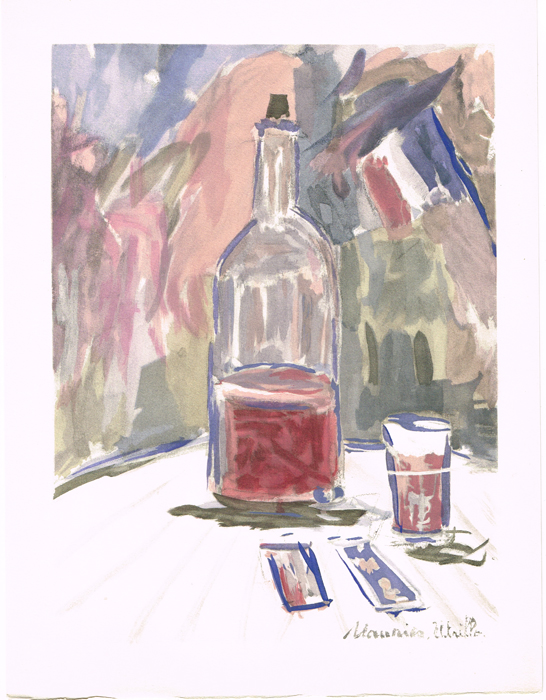 фото Праздничное вино. Литография. Морис Утрилло. Vins, Fleurs et Flammes. Arches. Издатель Bernard Klein, Париж, 1953 год