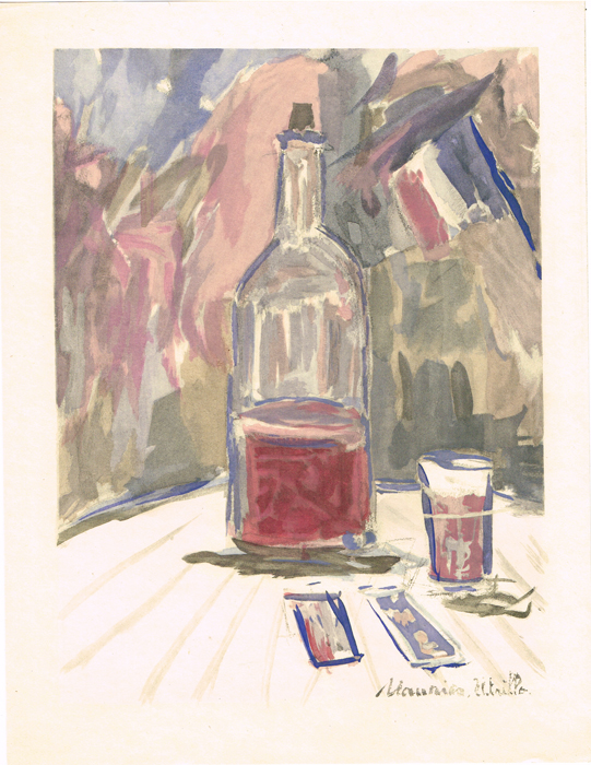фото Праздничное вино. Литография. Морис Утрилло. Vins, Fleurs et Flammes. Japon Imperial. Издатель Bernard Klein, Париж, 1953 год