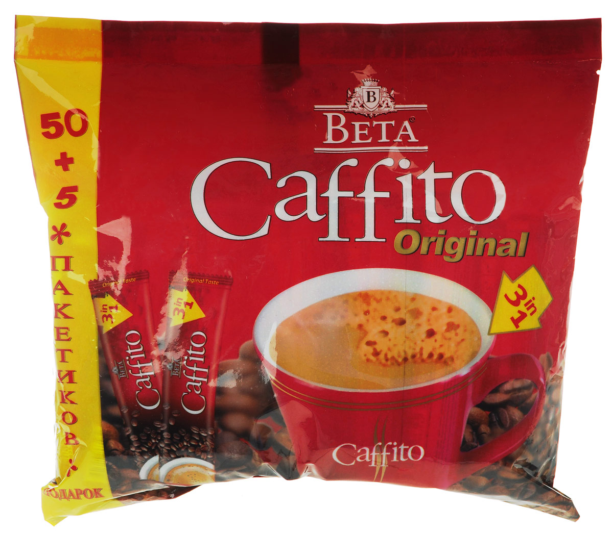 фото Beta Caffito кофейный напиток 3 в 1, 50 шт + 5 шт