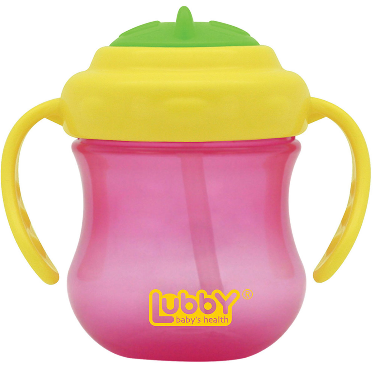 Lubby Поильник-непроливайка Mini Twist с трубочкой от 6 месяцев цвет розовый желтый 250 мл