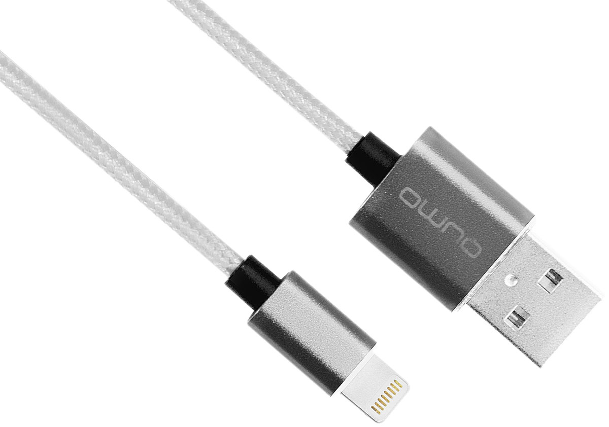 фото QUMO MFI кабель USB-Apple 8pin в оплетке, Silver (1 м)