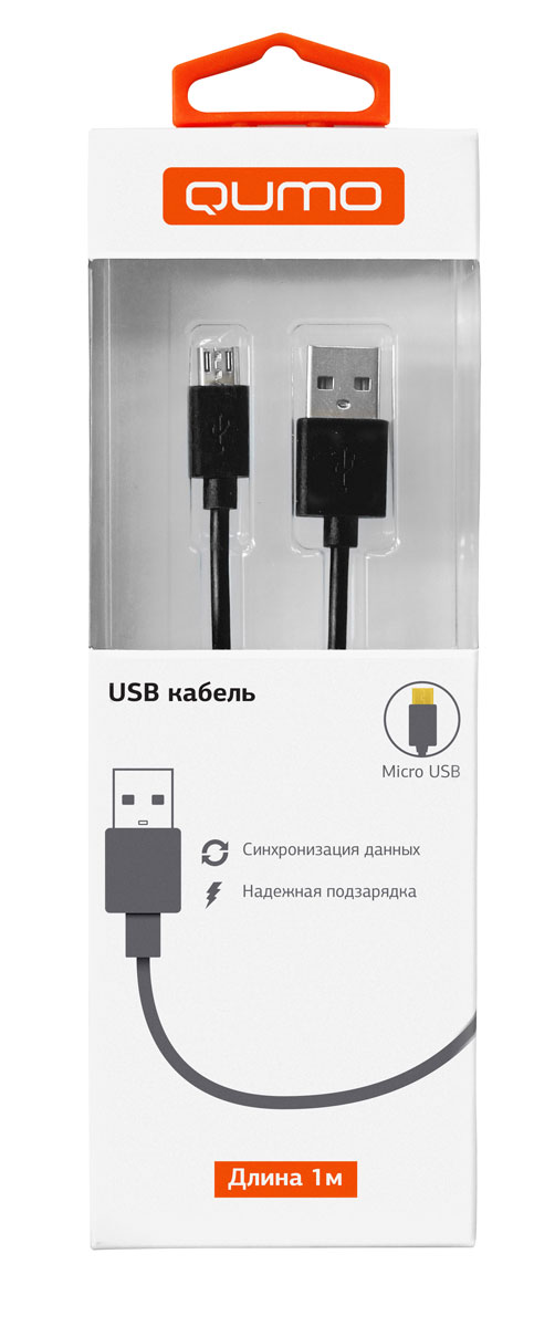 фото QUMO кабель microUSB-USB круглый, Black (1 м)