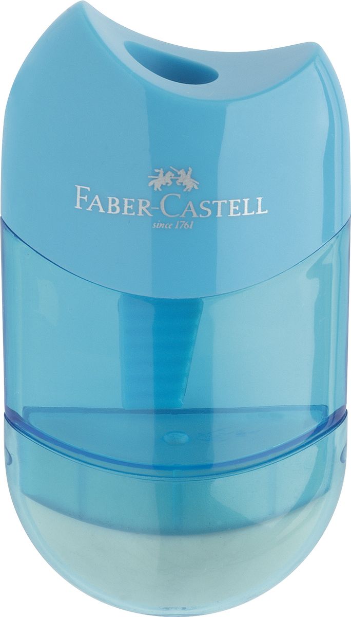 Faber-Castell Точилка-мини с контейнером и ластиком цвет голубой