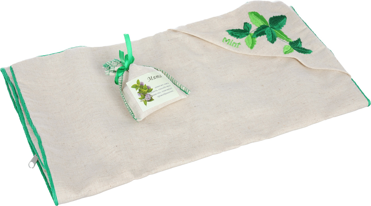фото Наволочка Smart Textile "Традиция здоровья. Мята", с вышивкой, с мешочком ароматравы, 40 х 60 см
