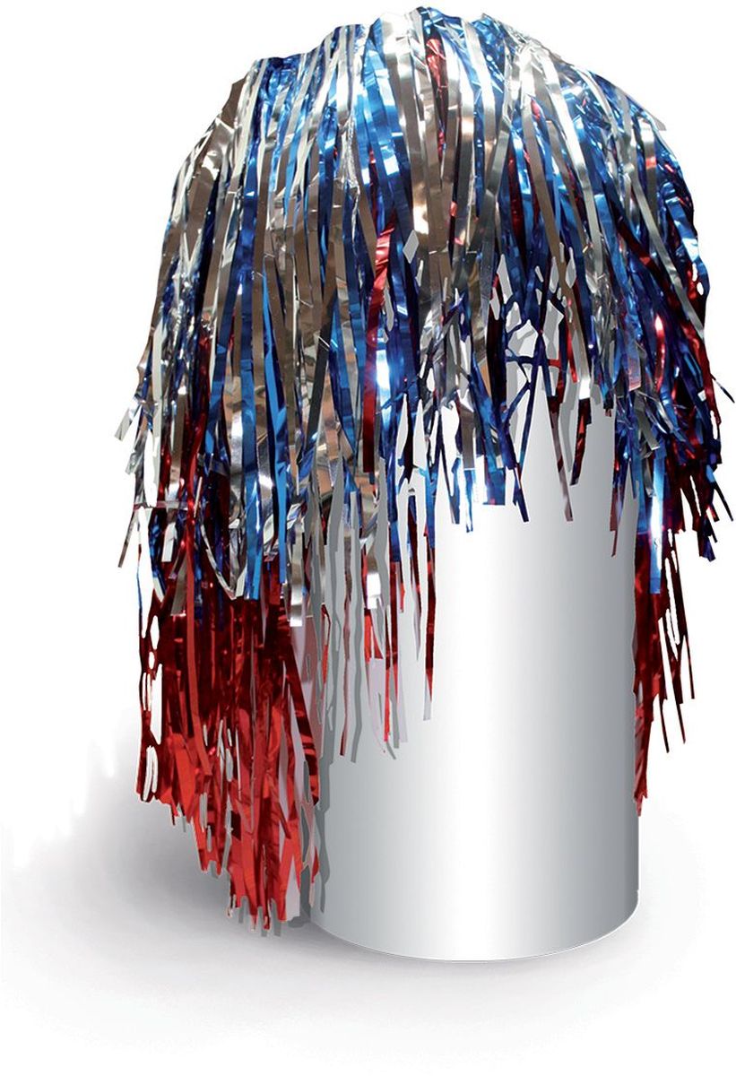фото Partymania Маскарадный парик из дождика Веселый праздник цвет синий красный серебристый