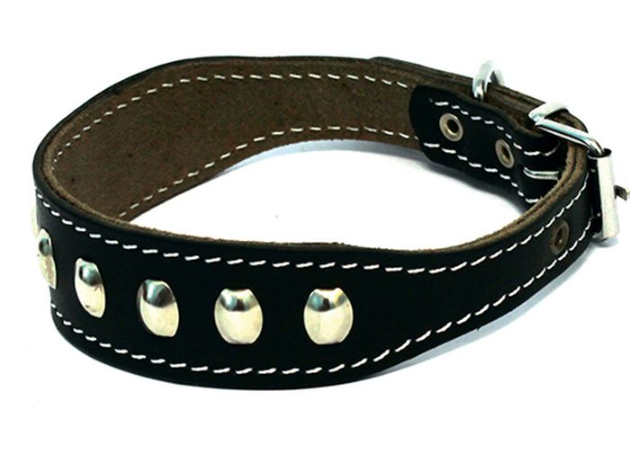 Ошейник для собак Каскад, с синтепоном и украшением, для левретки/таксы, диаметр 25-32 см, цвет: черный