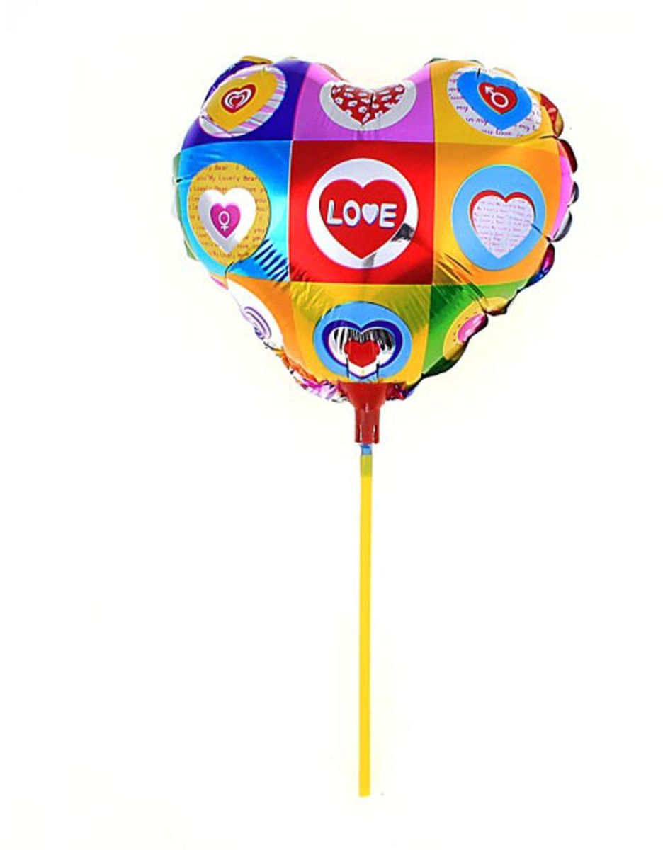 фото Sima-land Воздушный шарик Сердце 10 с палочкой цветное