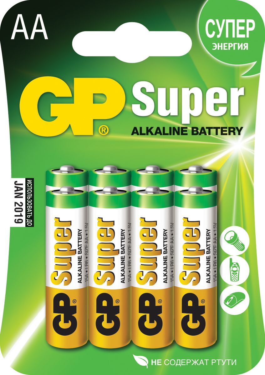 фото Батарейка алкалиновая GP Batteries "Super Alkaline", тип АА, 8 шт