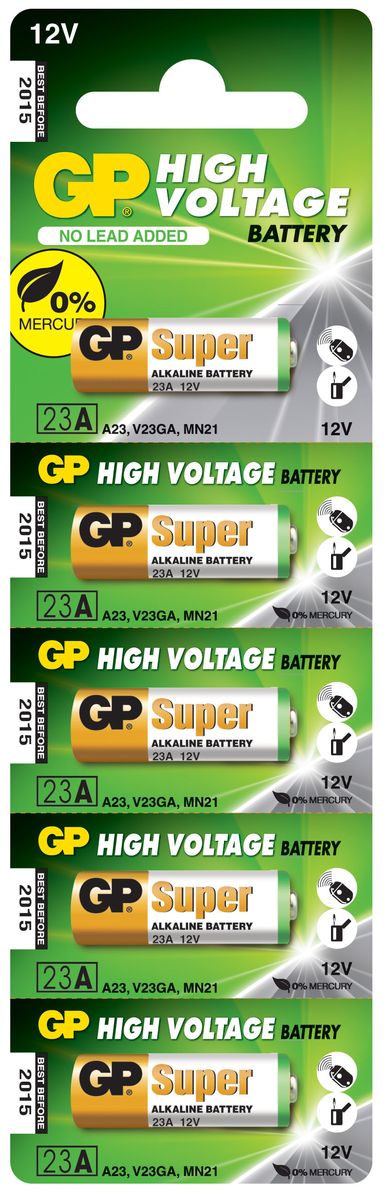 фото Батарейка высоковольтная "GP Batteries", тип 23А, 5 шт