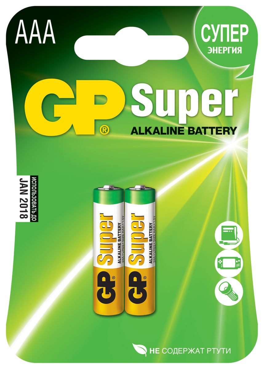 фото Набор алкалиновых батареек GP Batteries "Super Alkaline", тип АAА, 2 шт