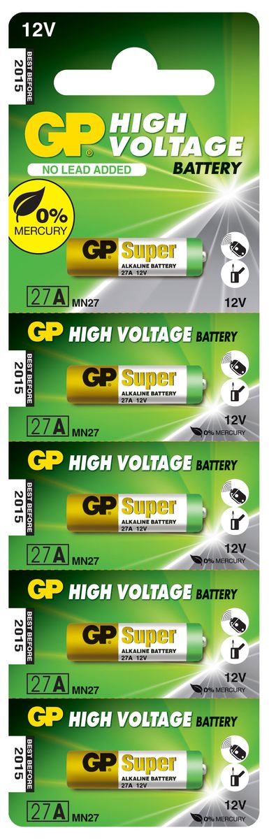 фото Батарейка высоковольтная "GP Batteries", тип 27А, 5 шт
