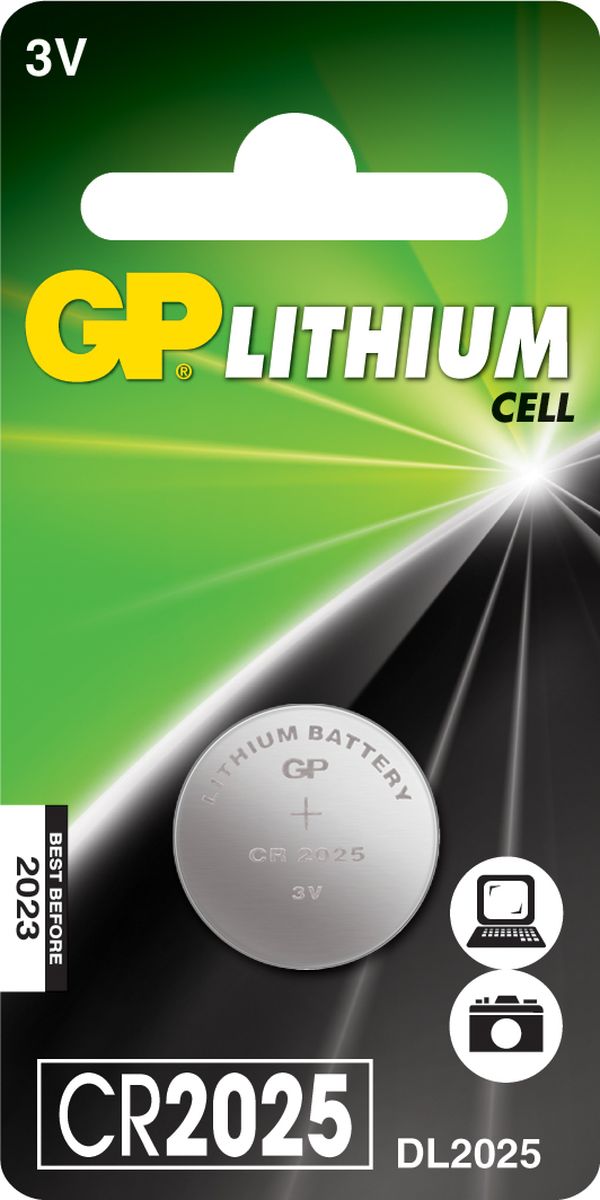 фото Батарейка литиевая "GP Batteries", тип СR2025, 3В