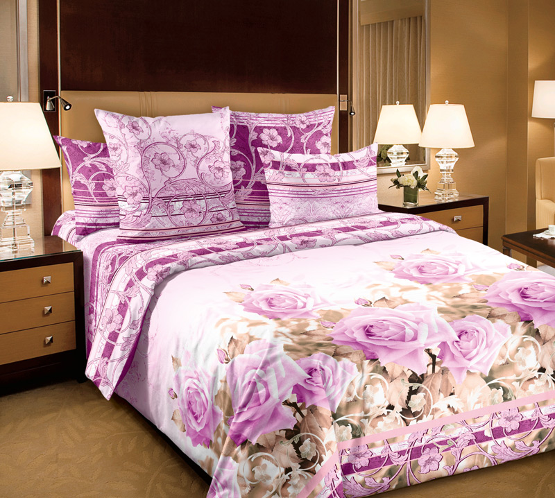 фото Комплект белья Primavera "Леди", евро, наволочки 70x70, цвет: розовый Тд текстиль