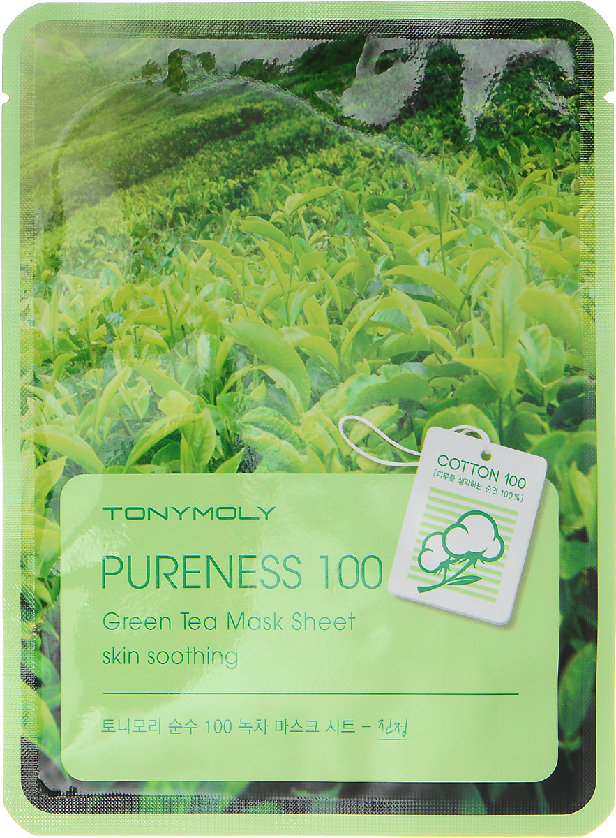 фото TonyMoly Тканевая маска для лица с экстрактом зеленого чая PURE100 GREEN TEA MASK SHEET, 21 гр
