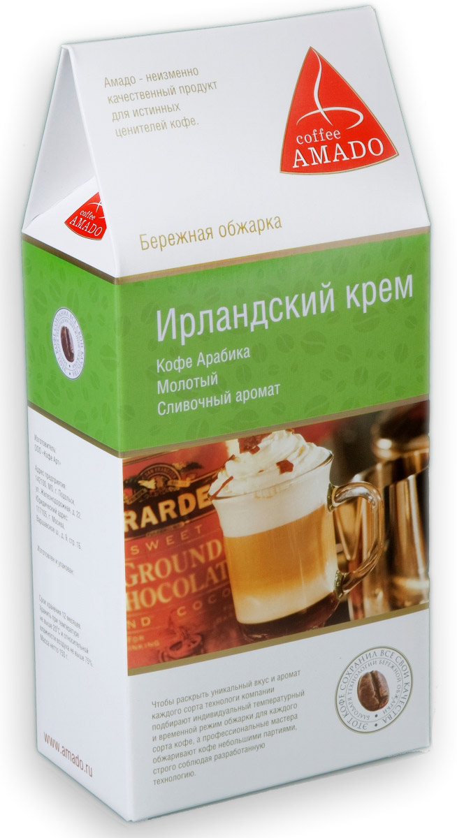 Характеристики AMADO Ирландский крем молотый кофе, 150 г, подробное ...