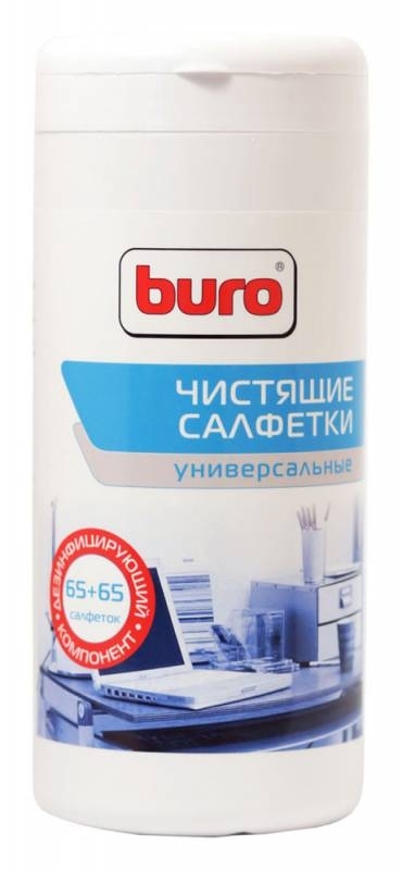 Салфетки чистящие универсальные Buro BU-Tmix, 65 шт влажных + 65 шт сухих