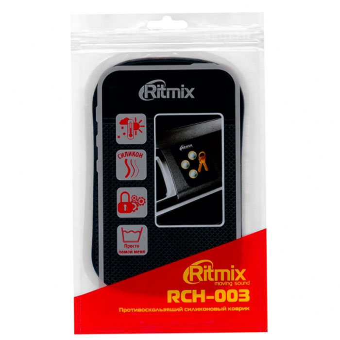 фото Ritmix RCH-003, Black силиконовый коврик-держатель для смартфонов