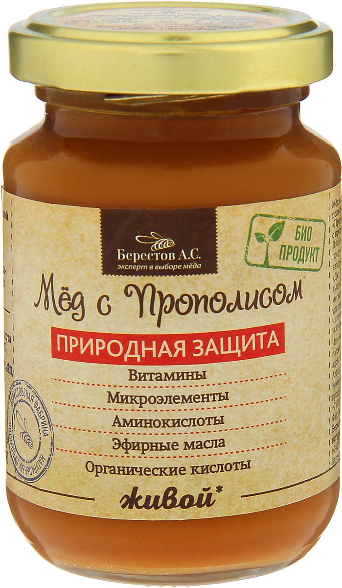 Характеристики Берестов Мед с прополисом, 240 г, подробное описание ...