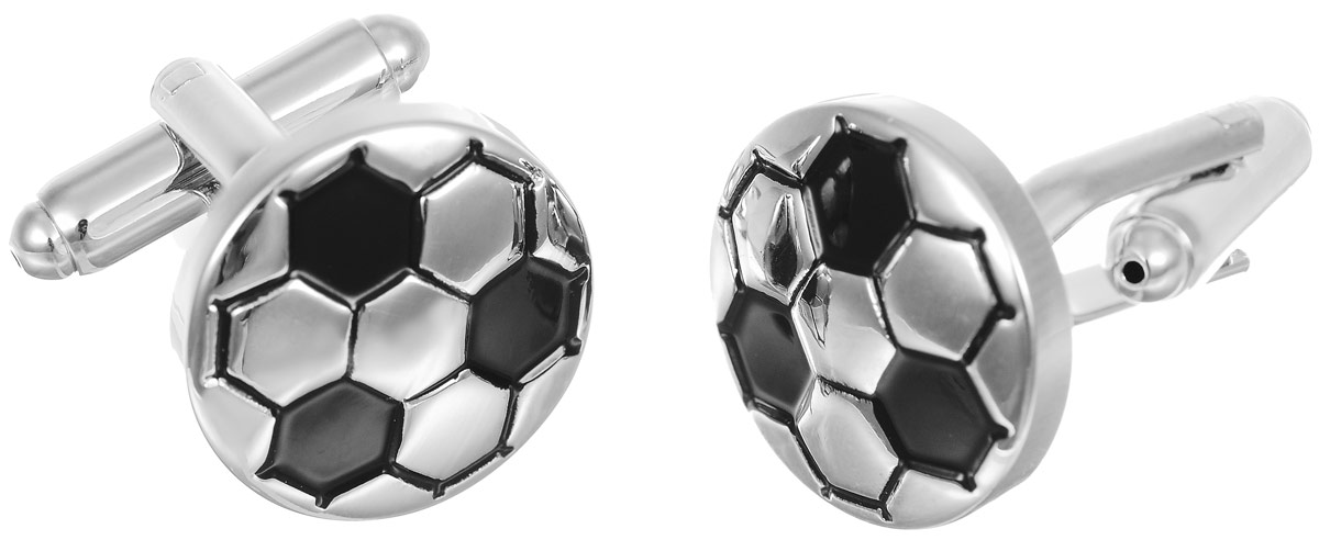 фото Запонки мужские Mitya Veselkov "Футбольные мячи", цвет: серебряный, черный. ZAP-287