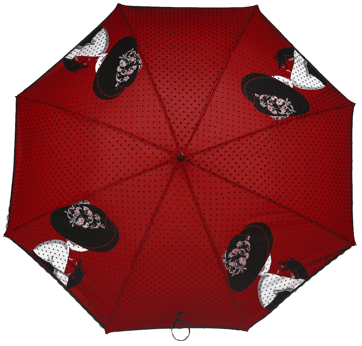 Зонт женский Flioraj, механика, трость, цвет: красный, черный. 121203 FJ