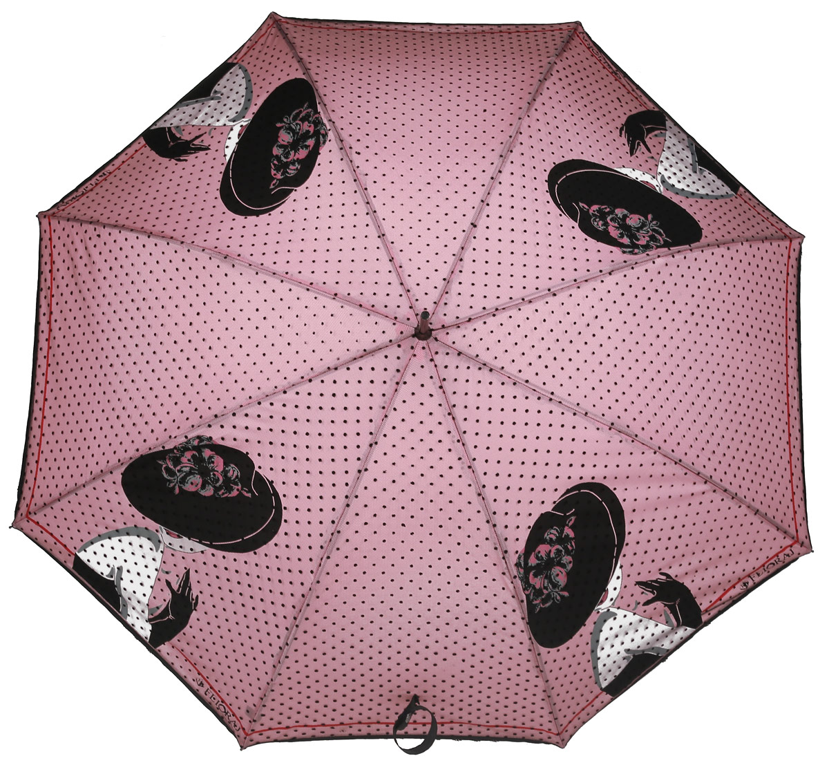 Зонт женский Flioraj, механика, трость, цвет: розовый, черный. 121202 FJ