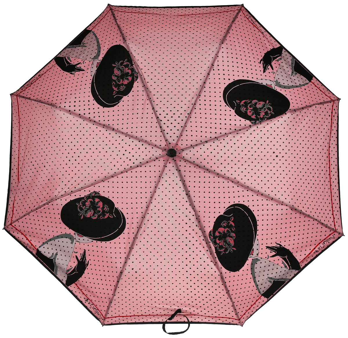 Зонт женский Flioraj, автомат, 3 сложения, цвет: розовый, черный. 22005 FJ