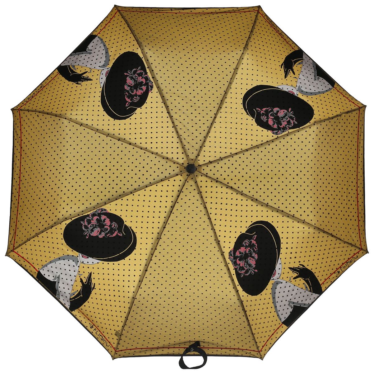 Зонт женский Flioraj, автомат, 3 сложения, цвет: горчичный, черный. 22004 FJ