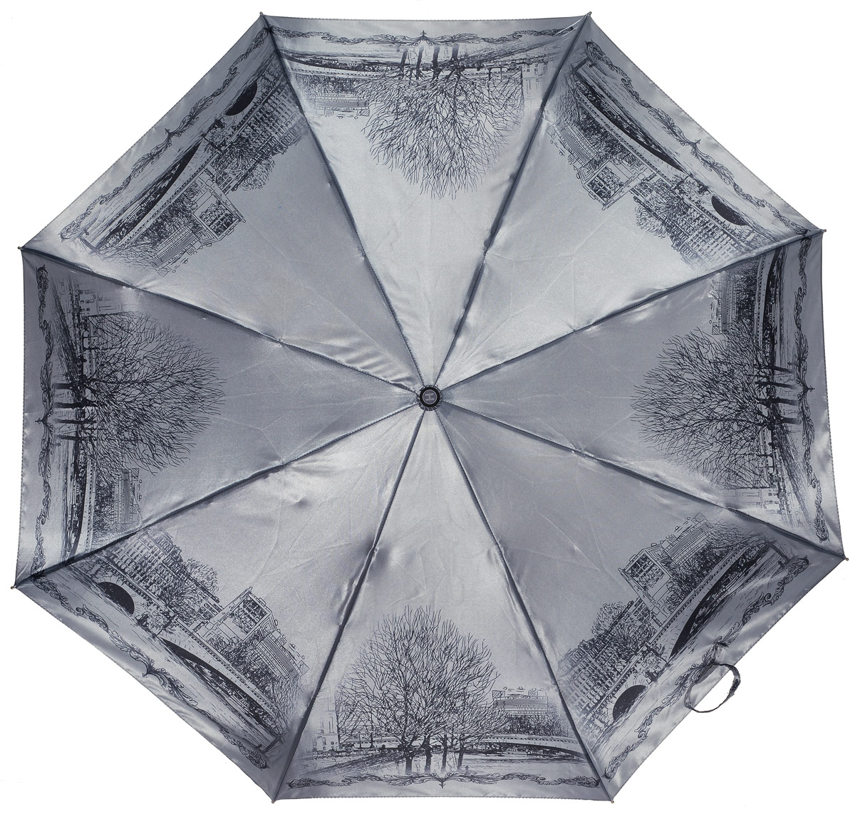 Зонт женский Henry Backer, 3 сложения, цвет: серый. U21201 Old Bridge