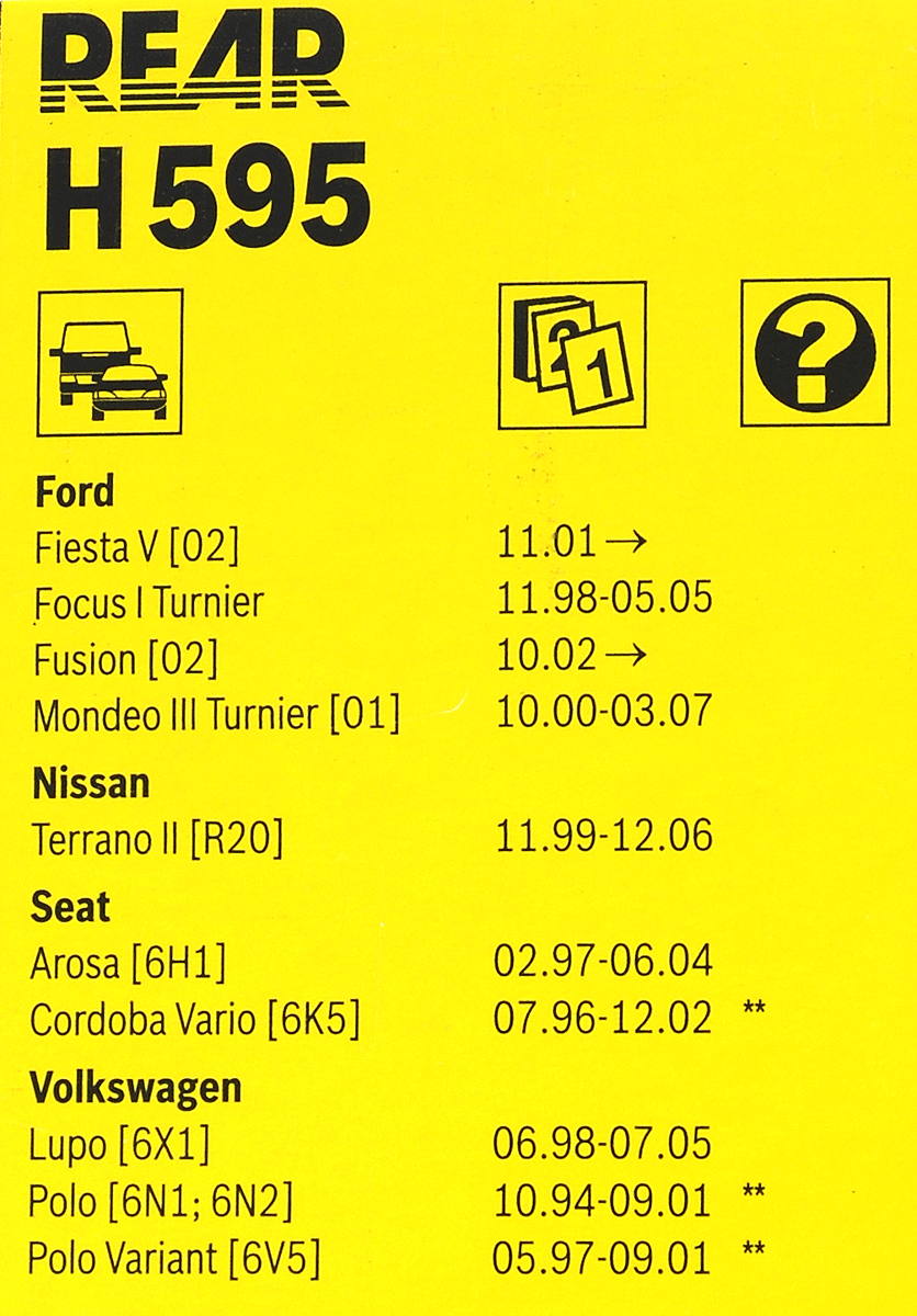 фото Щетка стеклоочистителя Bosch "H595", каркасная, задняя, длина 28 см, 1 шт Bosch auto,bosch