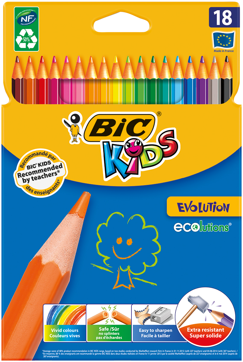 Bic Набор цветных карандашей Evolution 18 цветов набор цветных карандашей bic kids evolution в металлической упаковке 12 шт