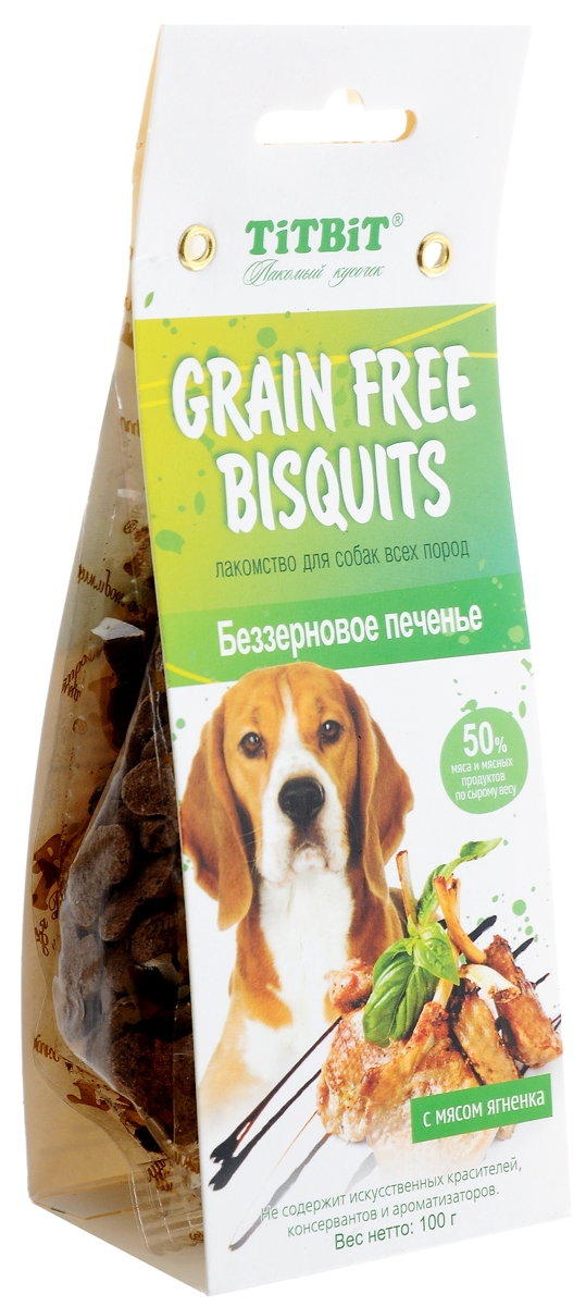 фото Лакомство для собак Titbit "Grain Free", беззерновое печенье с мясом ягненка, 100 г