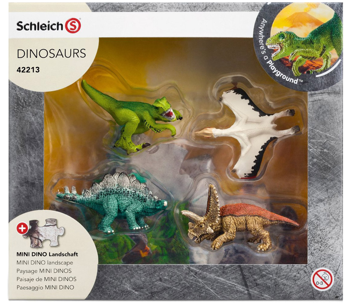 фото Schleich Набор фигурок Динозавры 4 шт + пазл Лавовые поля