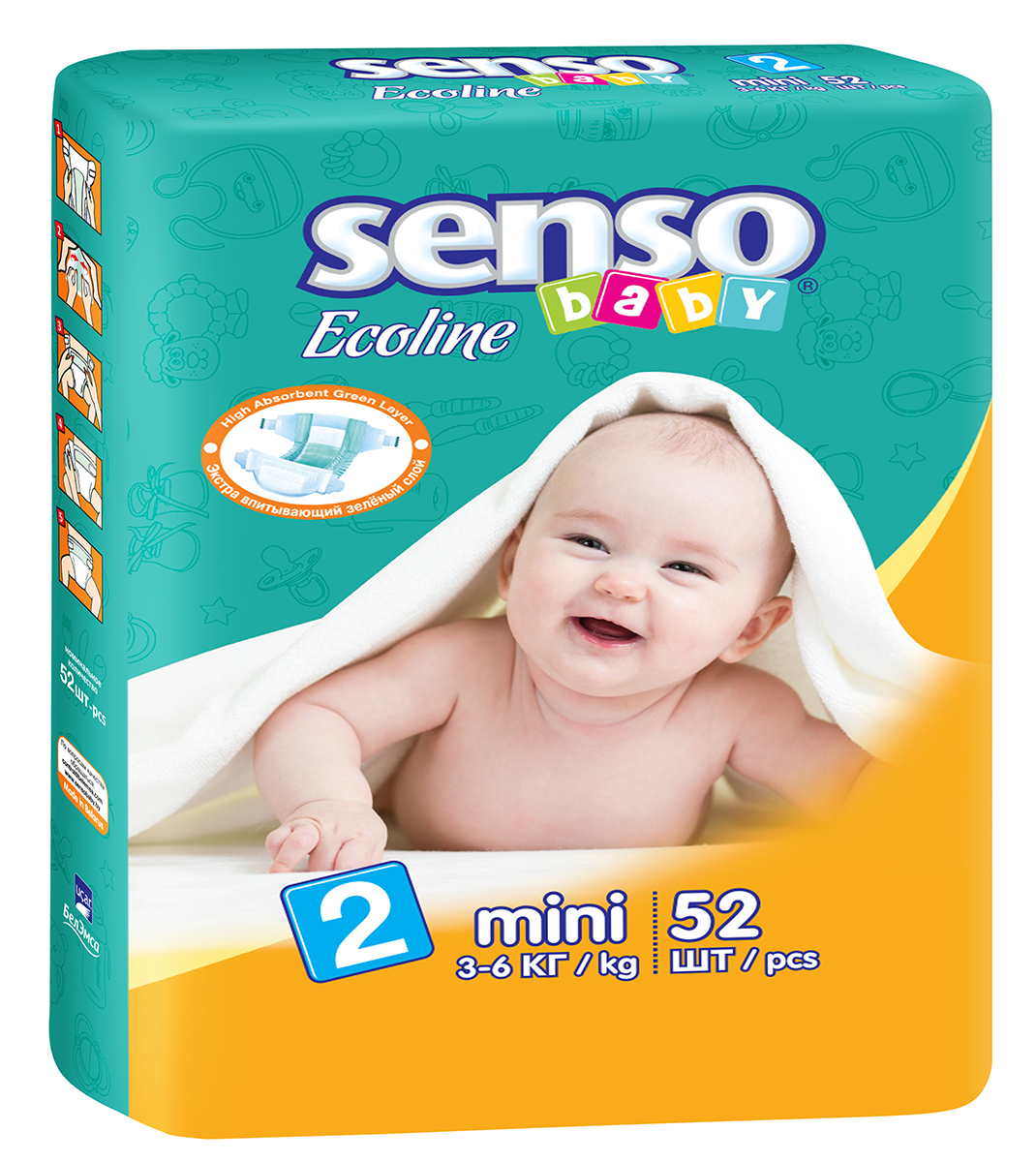 фото Senso Baby Ecoline Подгузники Mini 3-6 кг 52 шт