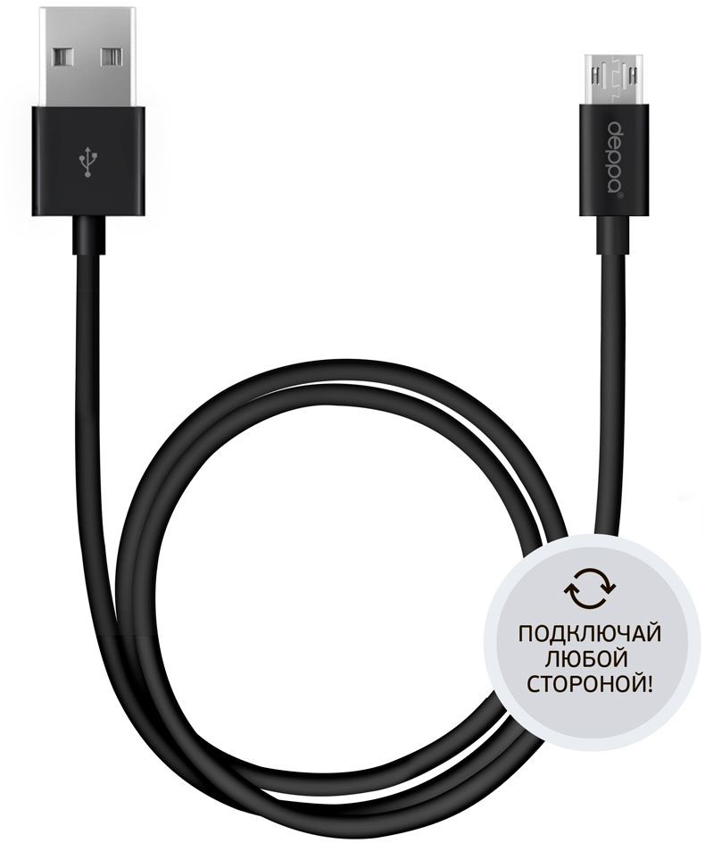 фото Deppa дата-кабель USB - micro USB, Black (2 м)