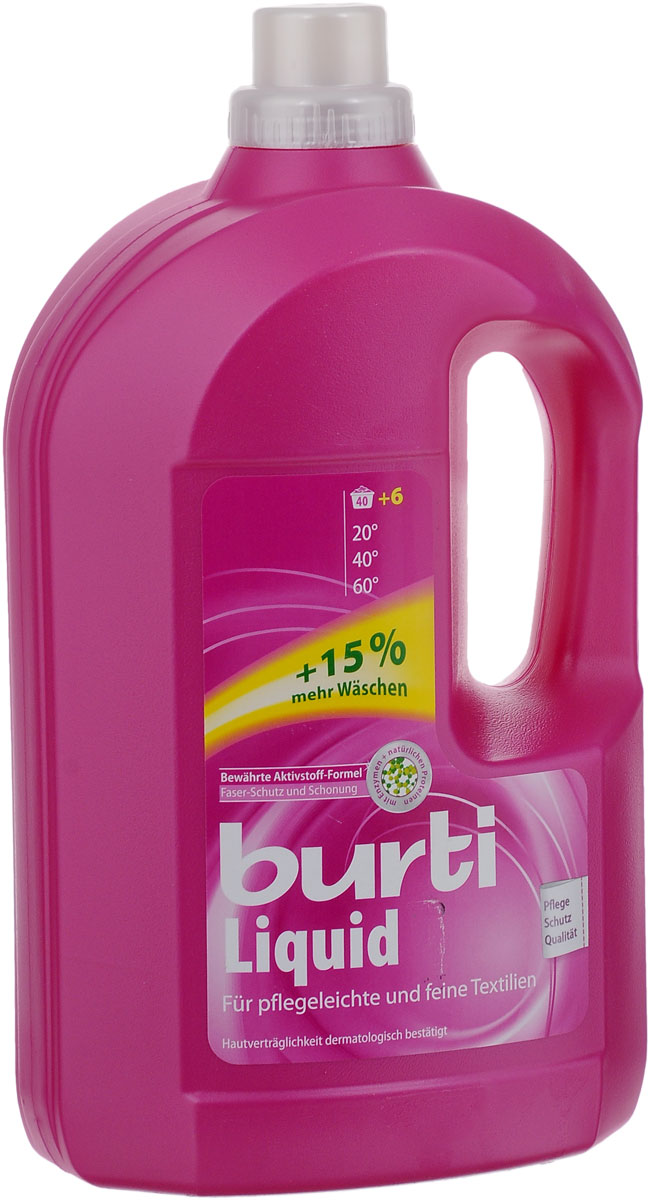 Средство для стирки "Burti Liquid", для цветного и тонкого белья, 3 л ...
