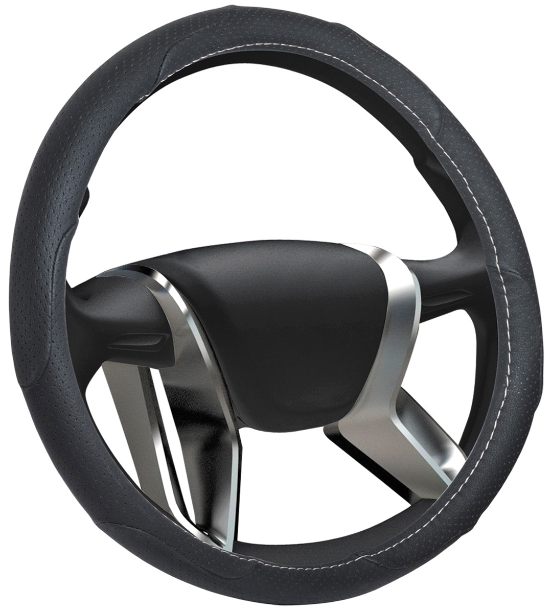 Оплетка на руль Senator "Texas", экокожа, цвет: черный, диаметр 38 см