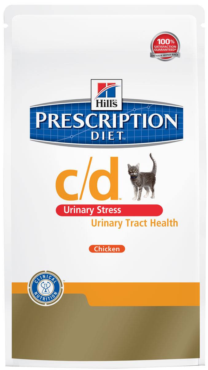 фото Корм сухой диетический Hill's Prescription Diet c/d Stress Urinary Care для кошек при лечении и профилактике цистита и мочекаменной болезни, в том числе вызванные стрессом, с курицей, 1,5 кг