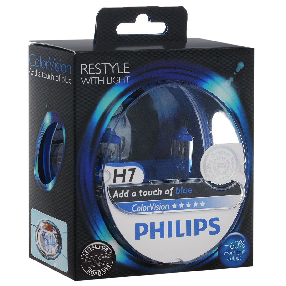 фото Лампа автомобильная галогенная Philips "ColorVision Blue", для фар, цоколь H7 (PX26d), 12V, 55W, 2 шт