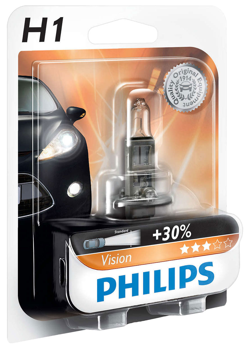 фото Лампа автомобильная галогенная Philips "Vision", для фар, цоколь H1 (P14,5s), 12V, 55W