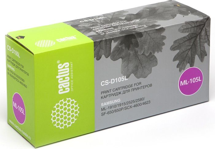 Cactus CS-D105L, Black тонер-картридж для Samsung ML-1910/1915/2525/2580/SCX-4600/4623/SF-650/650P Cactus CS-D105L, Black тонер-картридж для Samsung ML-1910/1915/2525/2580/SCX-4600/4623/SF-650/650P